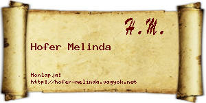 Hofer Melinda névjegykártya